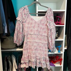 LoveShackFancy Cotton Floral Suckered Mini Dress